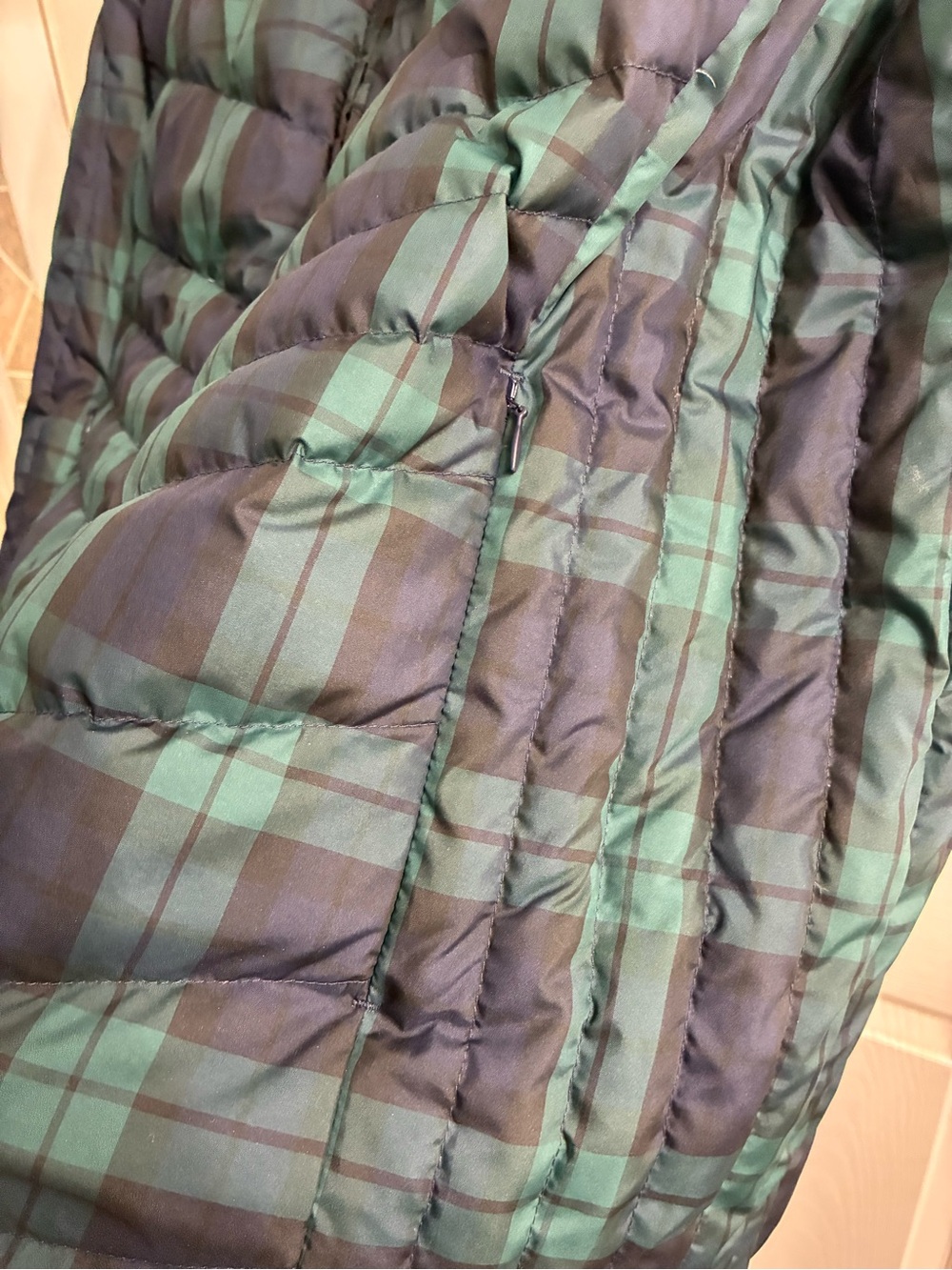 Talbots 2X Tartan Green Blue Plaid 80% Duck Down Filled Puffer Vest - Picture 6 of 8